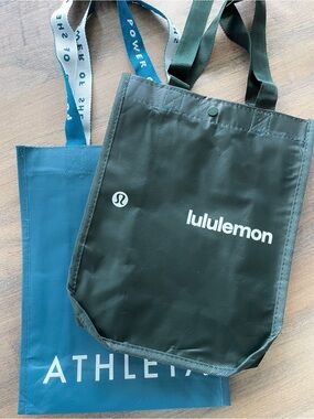 2 NEW lululemon athletica  Black blue small Reusable Tote Bag shopping